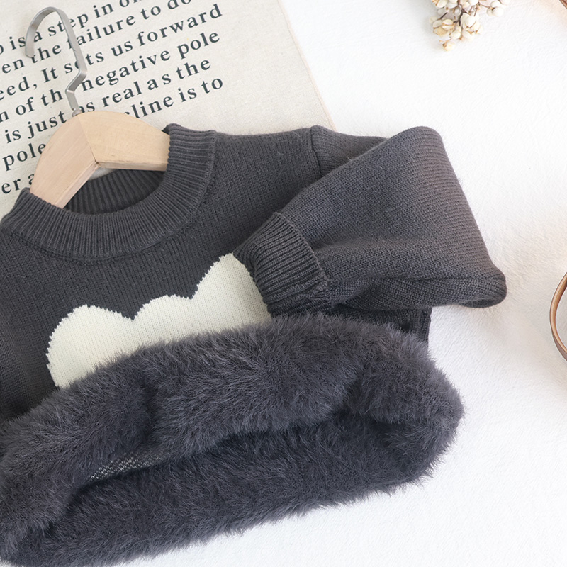 小童秋冬一体绒毛衣儿童加厚