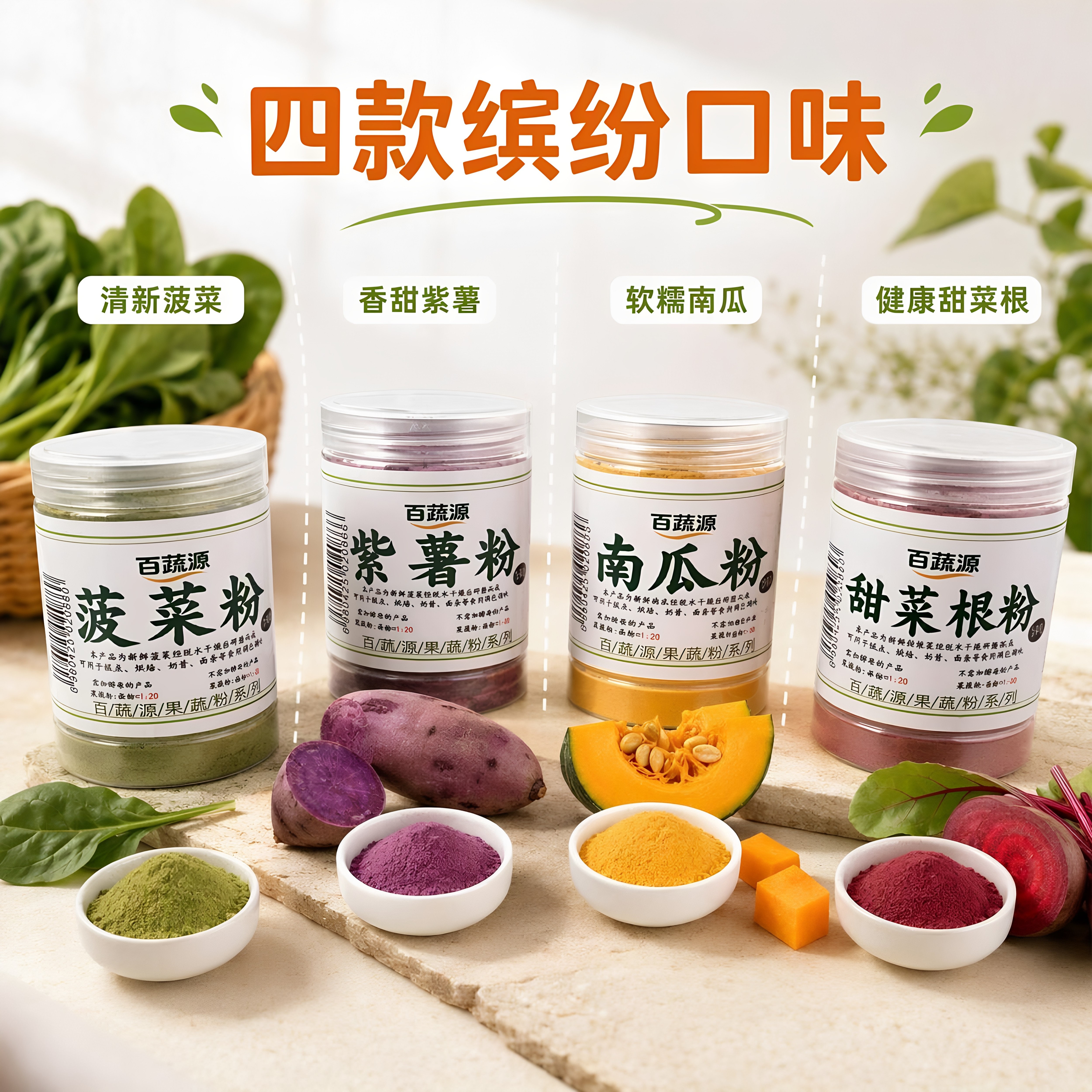 紫薯菠菜甜菜根南瓜熟粉早餐烘焙商用食用水饺子皮面条调色果蔬粉