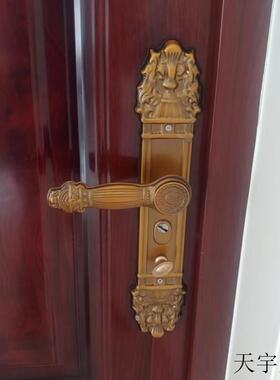 执手把手大门锁具通用型防盗门锁锁双开门豪华烤漆复古通用型拉手