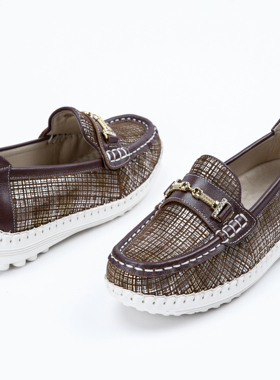 NORMADY 羊皮格纹手工休闲女鞋