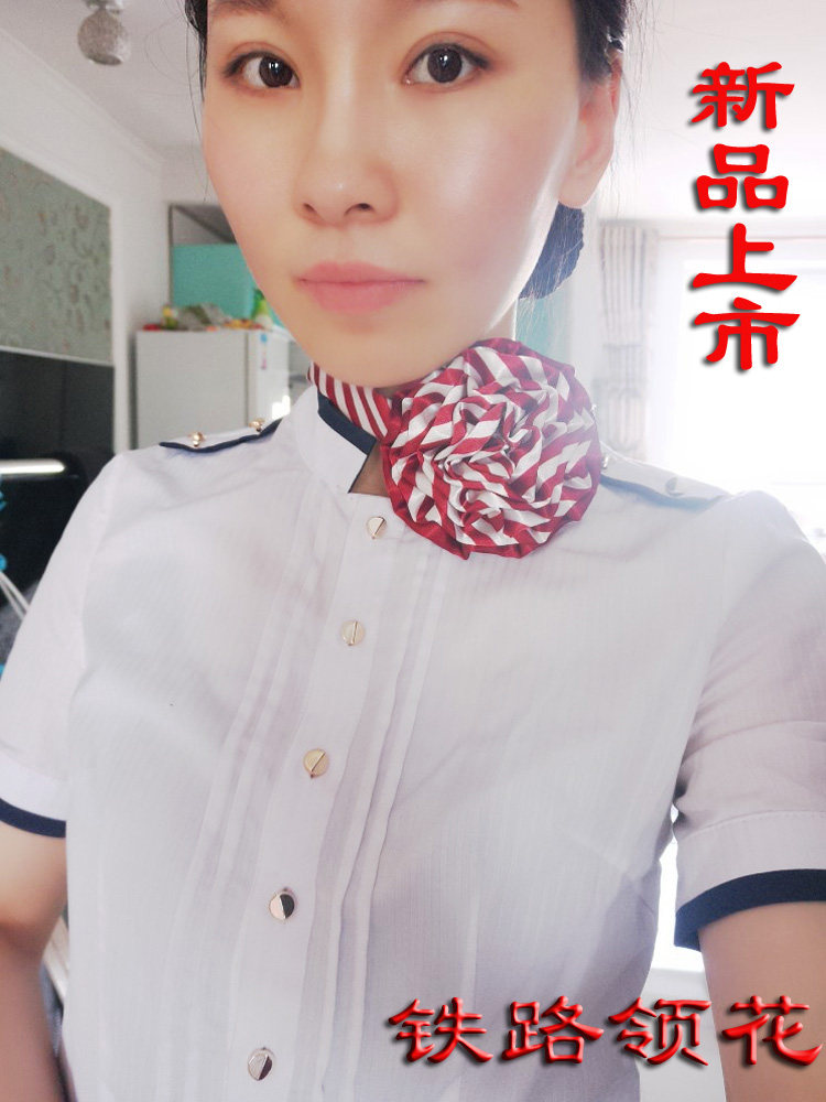 中国铁路2018式丝巾领花铁路乘务员领花车务段领花红白色中铁饰品
