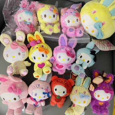 中古海淘 三丽鸥hello Kitty毛绒挂件 兔子变装熊猫