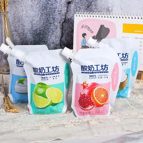 新希望琴牌酸奶工坊原味青柠血橙石榴出草莓180gx8袋发酵乳早餐奶 - 封面