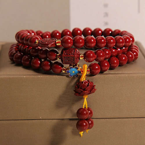 朱砂手链女三圈福字朱砂多圈手串
