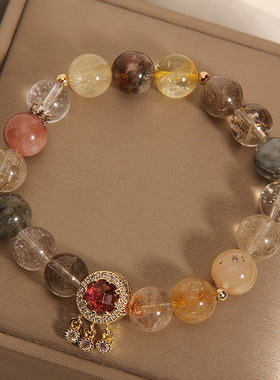 天然金发晶黄水晶手链女转运手串