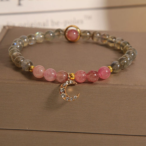 草莓晶手链女招桃花粉