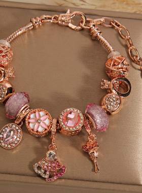 潘家风格韩版玫瑰花朵吊坠手串女