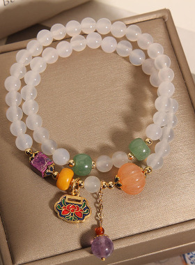 玛瑙手串女天然和田玉南瓜珠手链