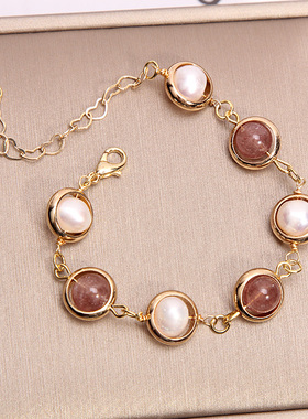 草莓晶手链女招桃花淡