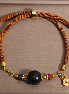 新中式棕绳编织合香珠手链新款民族风国风轻奢小众手串送闺蜜礼物