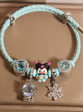 新中式蓝色转运珠手链女轻奢小众高级感气质百搭灯泡卡通手串手环