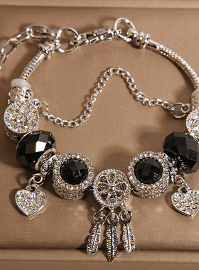 高级感黑色琉璃珠水晶手链女轻奢小众精致时尚气质捕梦网手串手环