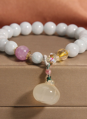 小清新海蓝宝手链女ins小众设计