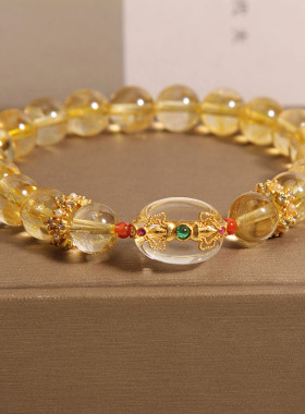 天然金发晶手链女轻奢黄水晶手串