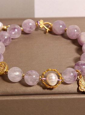 新中式紫晶手链女轻奢小众精致百搭高级感蝴蝶吊坠手串送闺蜜礼物