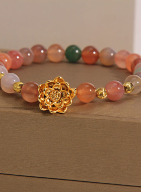 盐源玛瑙水晶好运连连手链女手镯