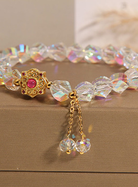 韩版小清新不规则白色水晶手链女