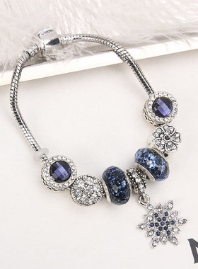 欧美蓝色星空潘家风格女雪花手链