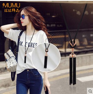 新款韩国百搭流苏毛衣链长款韩版时尚项链女挂件配饰秋冬装饰品