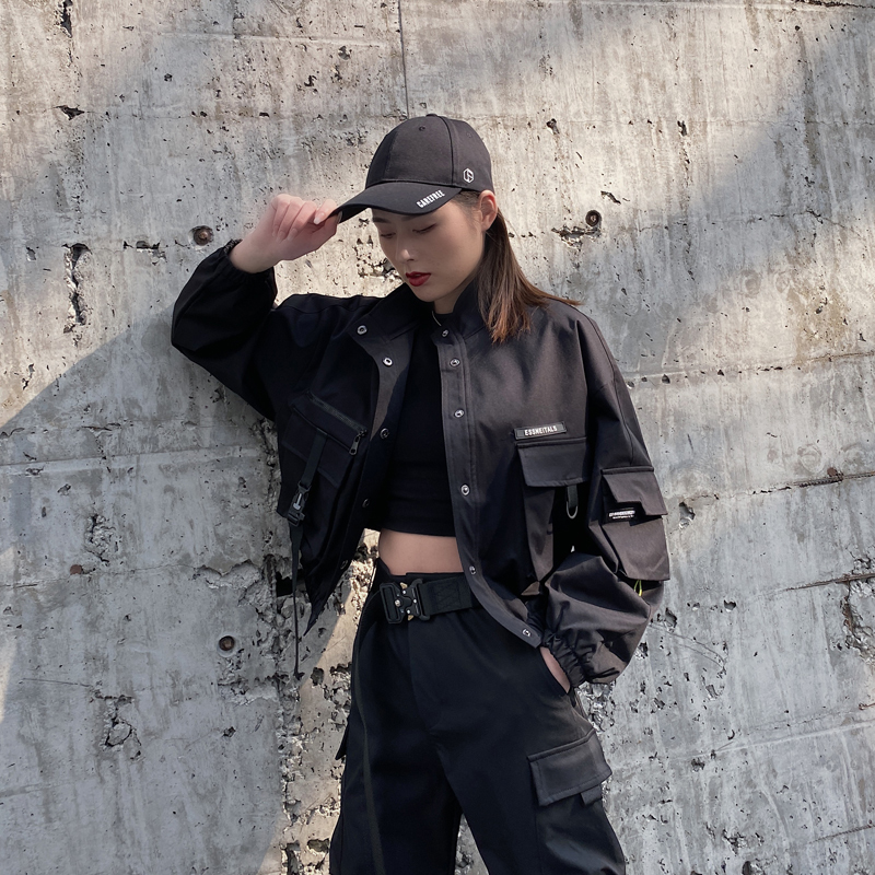 春秋季百搭风黑色ins潮夹克上衣