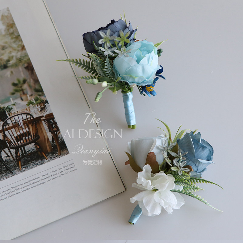 小清新商务蓝色胸花嘉宾贵宾襟花活动会议婚礼伴郎伴娘胸针可定制,节庆用品/礼品,胸花,淘宝优惠券,粉丝福利购,淘宝优惠卷