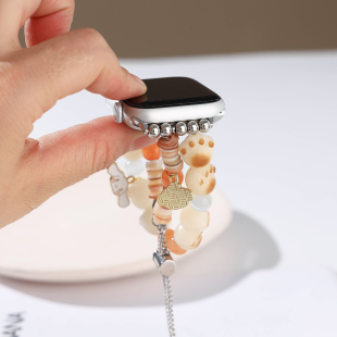 炭烤猫爪串珠表链适用于applewatch78se苹果表带链S8 Ultra S9新款