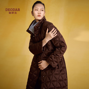 迪欧达高端鹅绒服女2025冬季新款90白鹅绒长款过膝羽绒服保暖外套