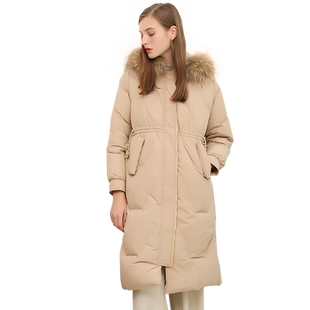 迪欧达羽绒服女中长款2025冬季新款女装貉子毛领时尚加厚保暖外套
