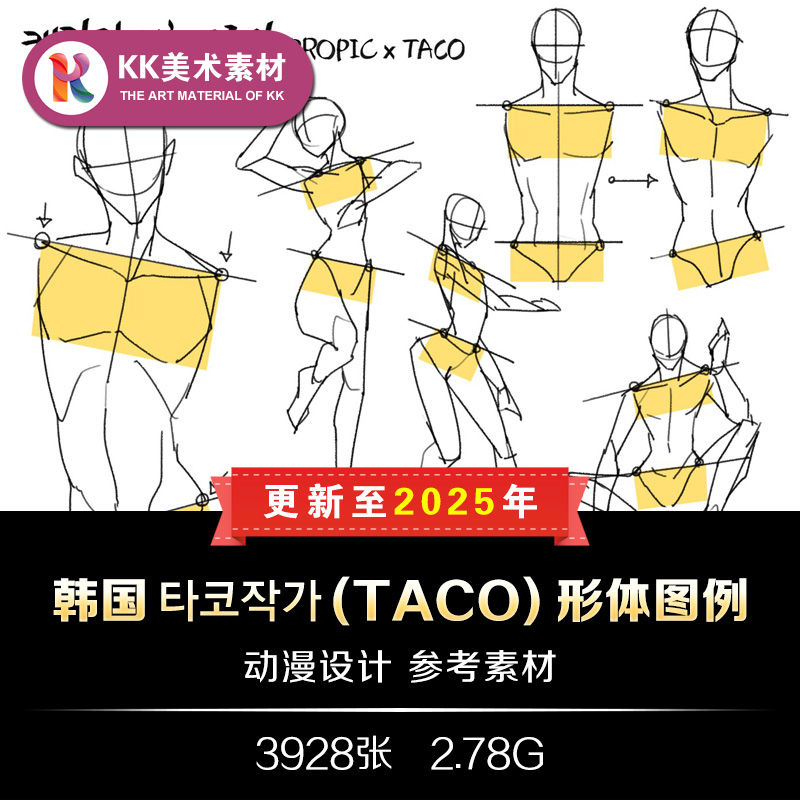 韩国画师taco动漫技法人体结构五官手足图例手绘美术CG参考素材