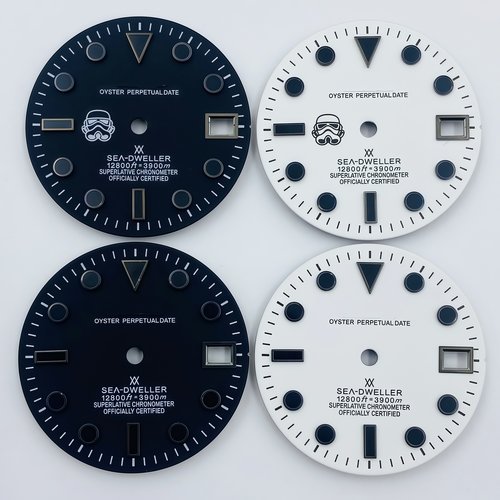 新款28.5MM水鬼改装黑武士表盘 手表改装配件 适配NH35/36机芯