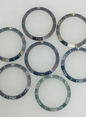 手表改装配件 代用海马300 水鬼游艇38MM陶瓷圈口 单色数字刻度圈