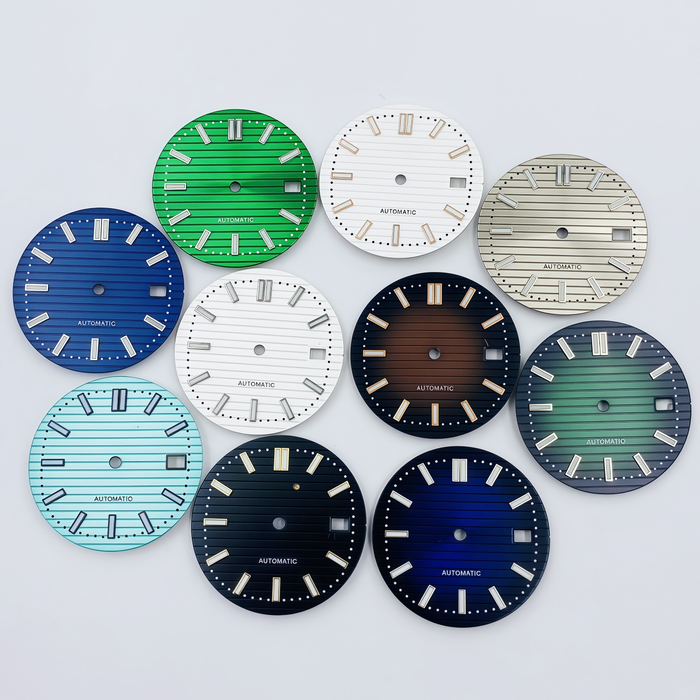 NH35表盘配件PP改装鹦鹉螺字面渐变绿夜光表面30.5MM适配NH36机芯