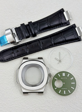 NH38机芯改装配件表壳41MM鹦鹉螺表壳皮带全套蓝宝石玻璃PP手表壳