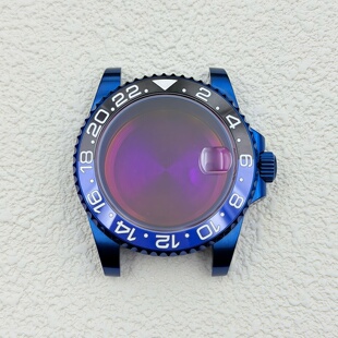 新款NH35表壳40MM游艇GMT放大镜水鬼蓝色密底表壳蓝宝石玻璃NH34