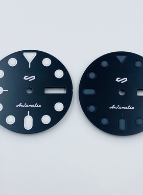 新款NH36表盘28.5MM机械表改装表盘绿夜光双日历表面配件适装NH36