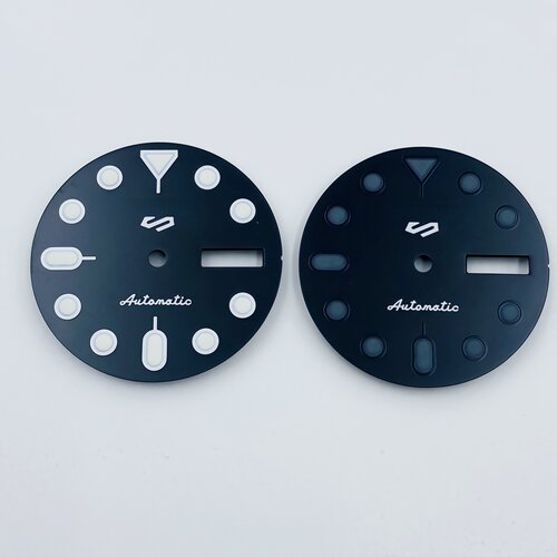 新款NH36表盘28.5MM机械表改装表盘绿夜光双日历表面配件适装NH36