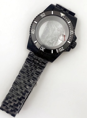 40MM黑色表壳水鬼代用表壳表带表圈套装适NH34/NH35机芯改装配件