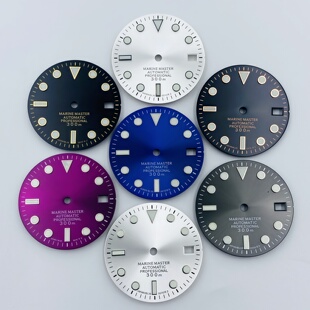 28.5MM表盘水鬼表盘手表配件太阳纹绿夜光字面适装NH35/NH36机芯