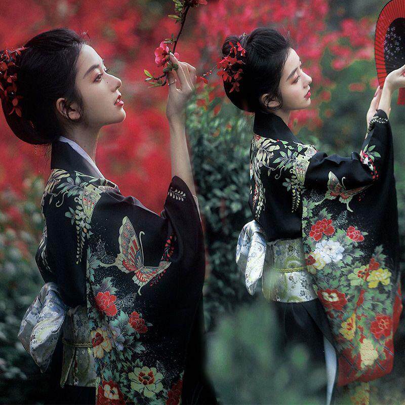 和服女正装传统服装神明少女日本和服清新摄影复古小振袖暗黑浴衣