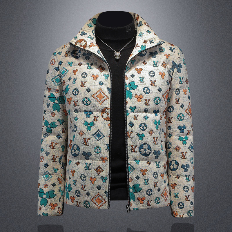 2025秋冬装新款高端提花90绒羽绒服男加厚