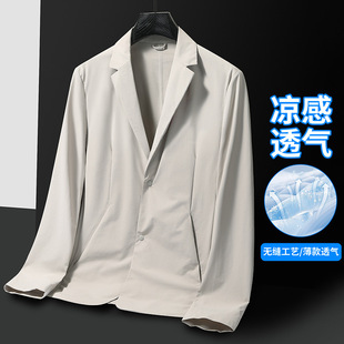无缝单层青年轻奢休闲防晒微弹西服外套 2026春夏薄款 男式 休闲西装
