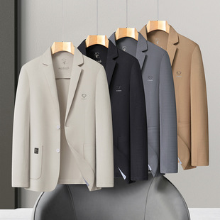 商务休闲外套中青年简约时尚 百搭上衣 春秋高档轻奢西装 2026男士