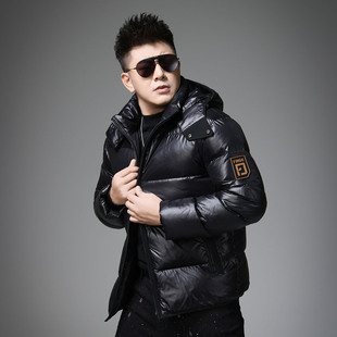 高端鸭绒羽绒服男短款加厚2025新款冬装男士品牌连帽冬季潮流