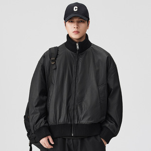 冬季立领短款羽绒服2025年新款男士保暖高级感纹理皮料时尚厚