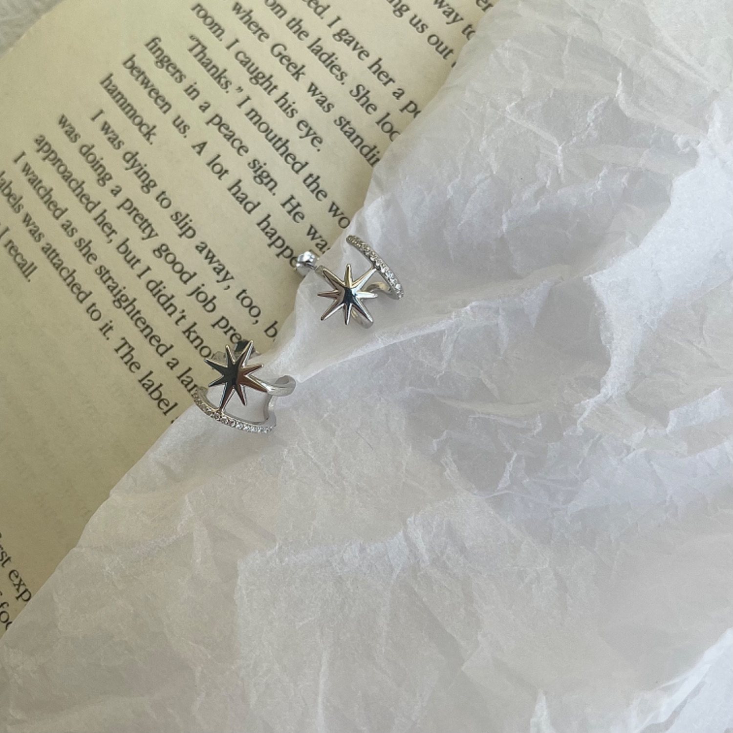 raquellesliver s925纯银耳钉女星星芒锆钻个性小众简约