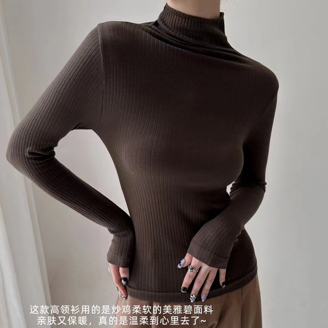 高领秋衣美雅碧黑科技发热上衣女