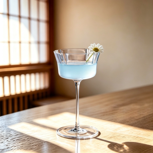 日式超薄高脚花朵口马天尼杯
