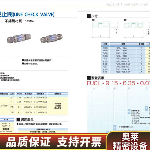 VCR逆止阀FUCL-715-6.35-0.07 金Fu.询价