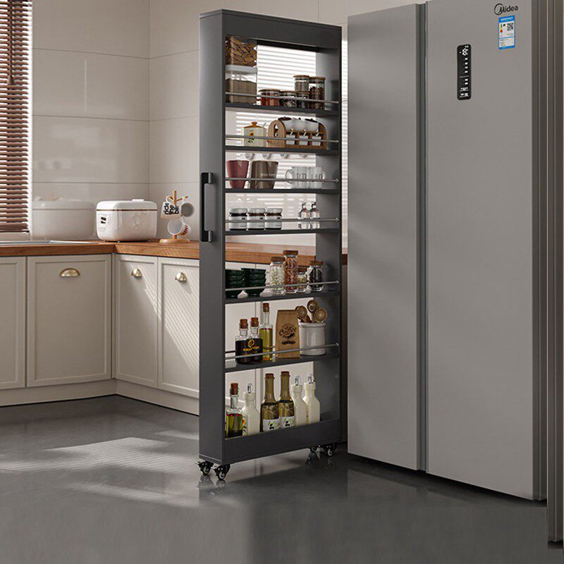 蜂窝铝厨房置物架冰箱缝隙收纳柜大容量侧拉窄柜可移动落地餐边柜