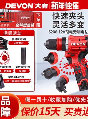 大有5208-Li-12M多功能无刷锂电钻充电式锂电电动螺丝刀快换夹头